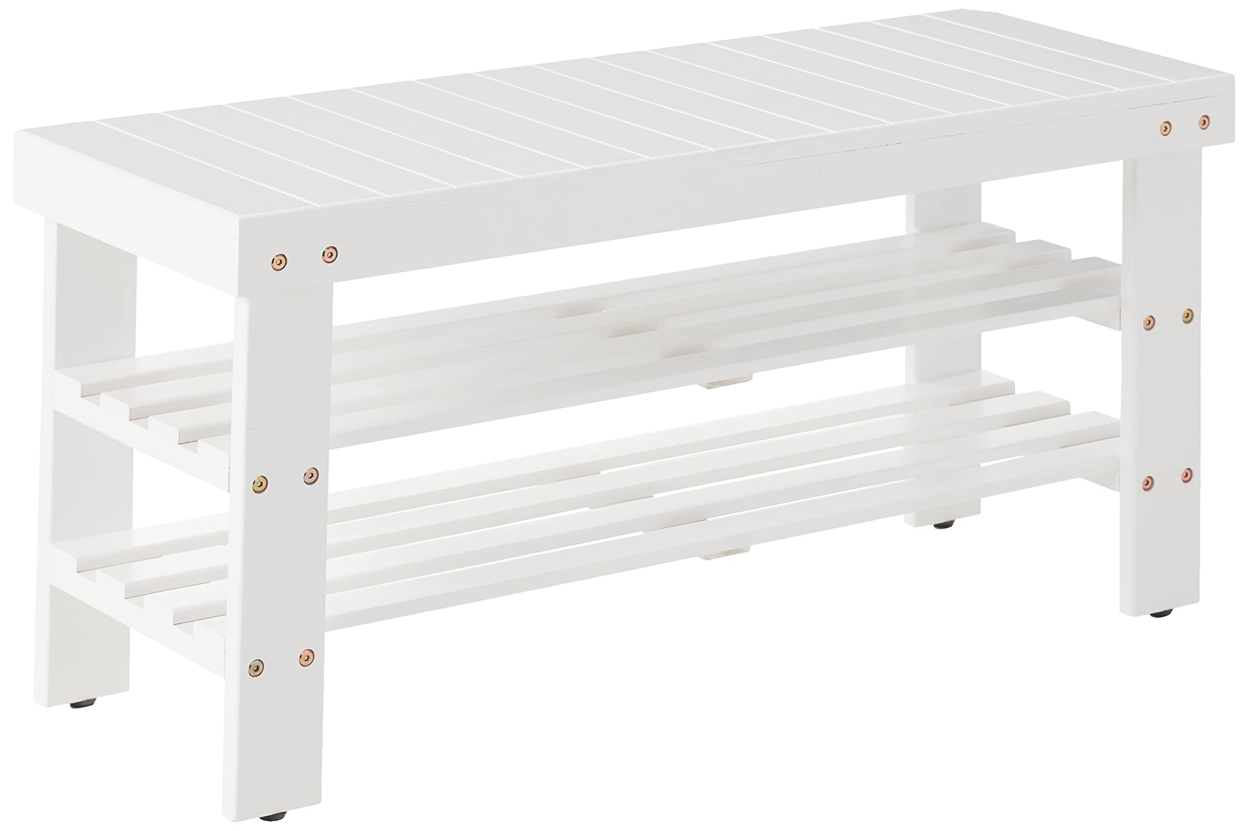 Pina Quality Solid Wood Shoe Bench, White Finish