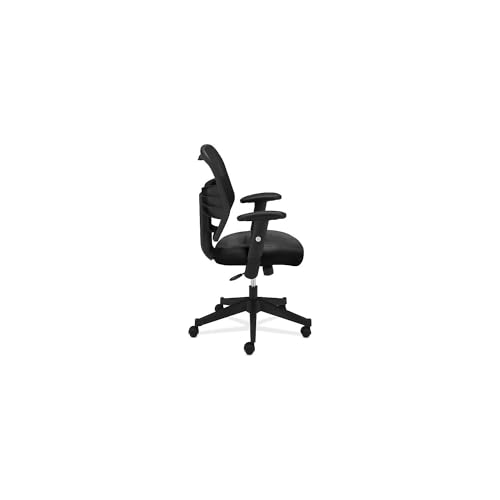 HON Prominent Leather Task Chair - High Back Mesh Work Chair with Adjustable Arms, Black (HVL531)