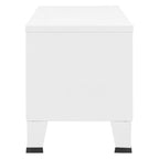 vidaXL White Pre-Assembled TV Cabinet, Industrial Metal TV Stand Unit with 2 Doors & 1 Shelf, Cable Management Design
