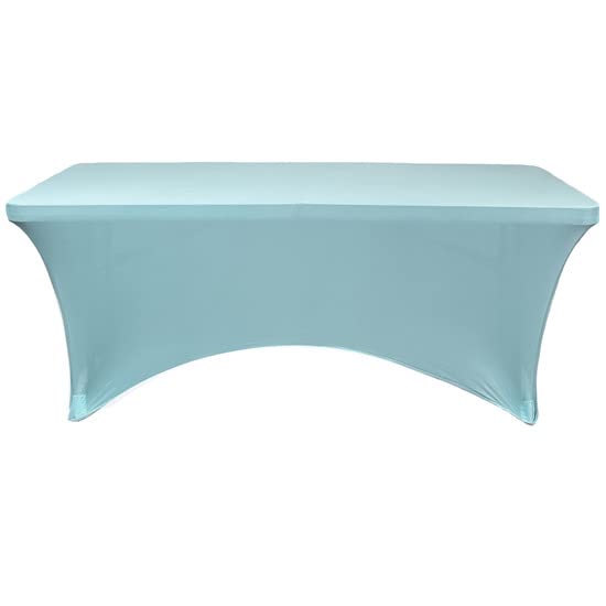 Your Chair Covers - 8 Ft Rectangular Fitted Spandex Tablecloths Patio Table Cover Stretchable Tablecloth - Dusty Blue