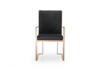 HomeRoots Velvet, Stainless Steel, Solid Wood Black Rosegold Velvet Dining Chair