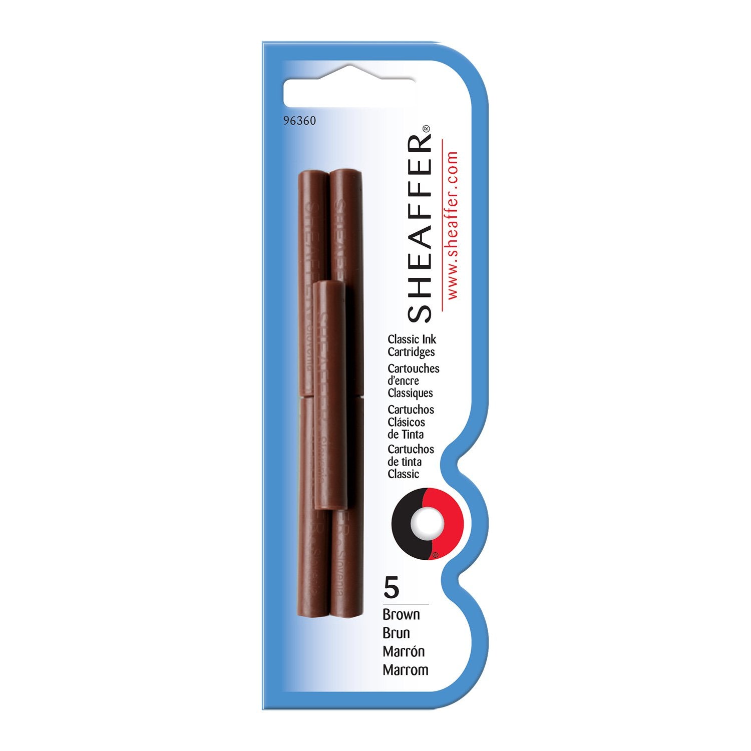 Sheaffer Skrip Fountain Pen Classic Ink Cartridge - Brown (Five Per Card)