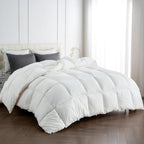 APSMILE King Size Down Feather Comforter, All Season Ultra Soft Poly-Cotton Duvet Insert with 8 Corner Tabs - White (106x90)