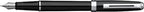 Sheaffer Prelude Medium Nib Fountain Pen, Black Lacquer, Nickel Plate Trim (E037353)