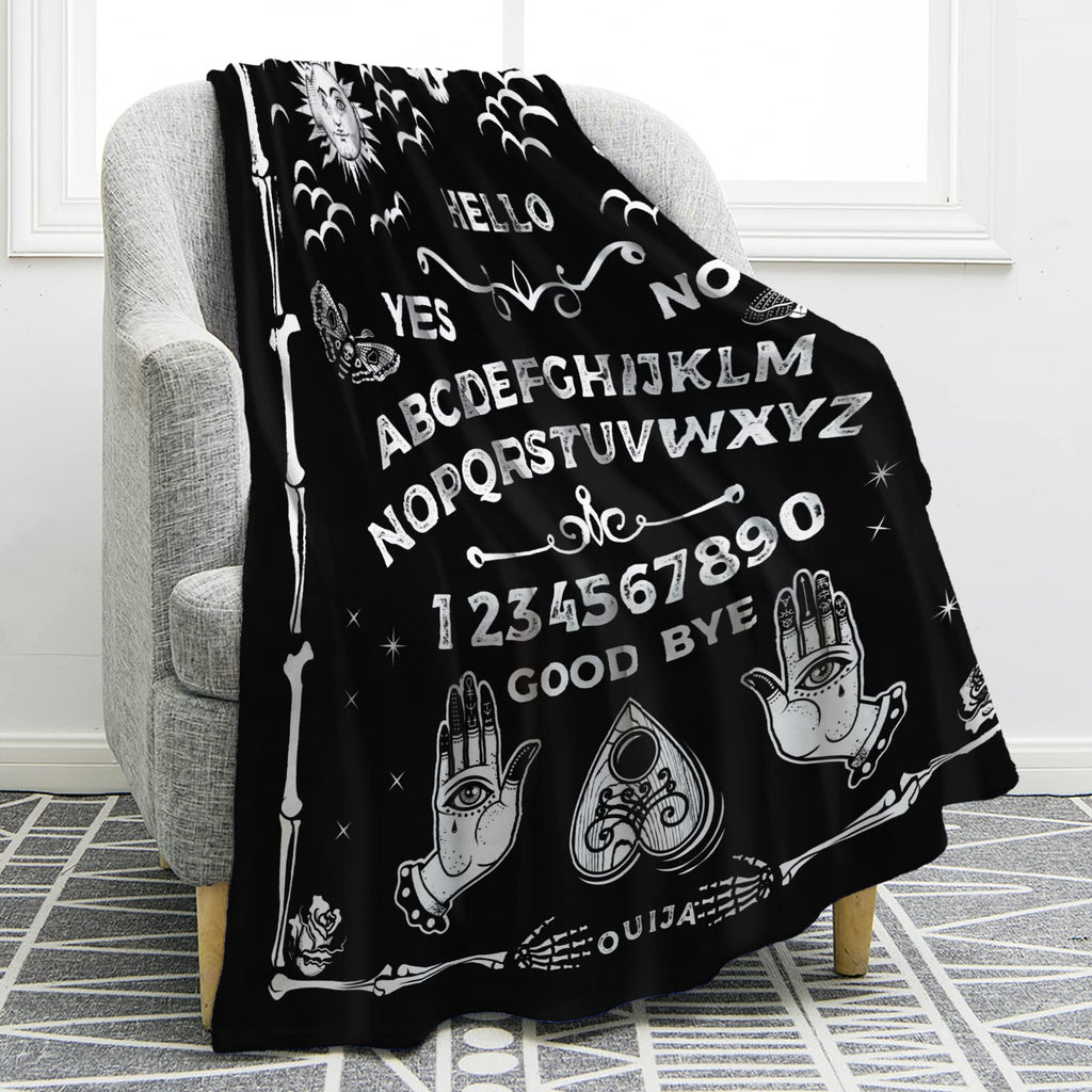 Jekeno Ouija Board Blanket Spooky Horror Gifts For Halloween Sun Moon Skeleton Skull Presents For Women Men Kids Girls Home Bedr