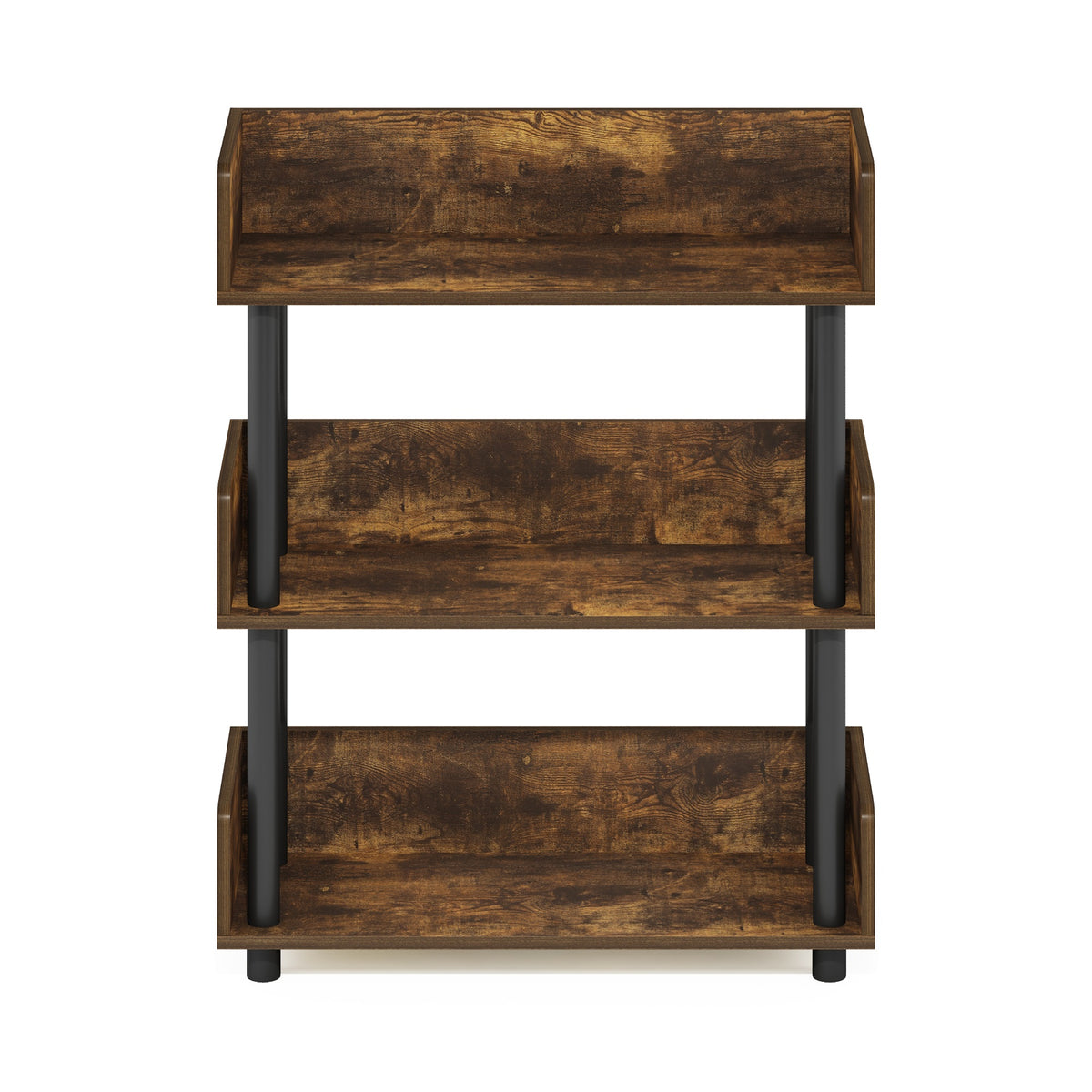 Furinno Turn-N-Tube 3-Tier Toolless Display Rack, Amber Pine/Black