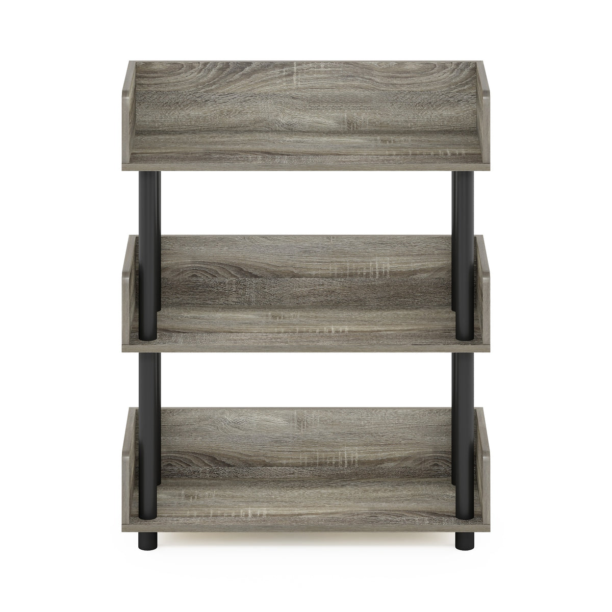Furinno Turn-N-Tube 3-Tier Toolless Display Rack, French Oak/Black