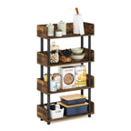 Furinno Turn-N-Tube 4-Tier Toolless Display Rack, Amber Pine/Black