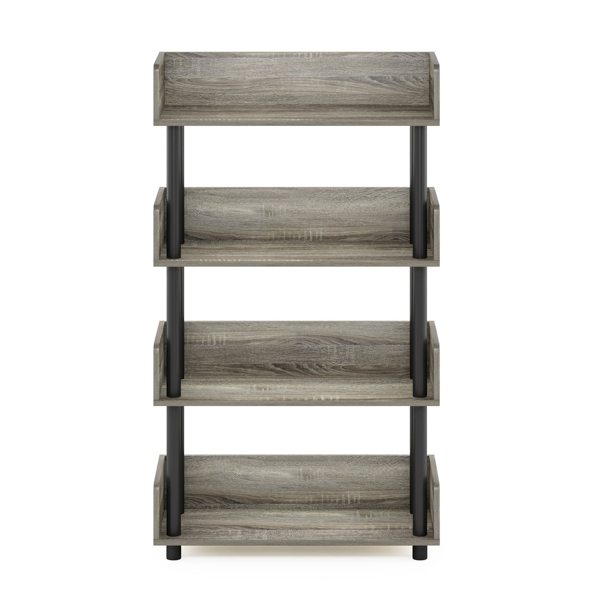 Furinno Turn-N-Tube 4-Tier Toolless Display Rack, French Oak/Black