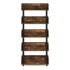Furinno Turn-N-Tube 5-Tier Toolless Display Rack, Amber Pine/Black