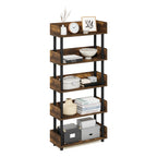 Furinno Turn-N-Tube 5-Tier Toolless Display Rack, Amber Pine/Black
