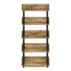 Furinno Turn-N-Tube 5-Tier Toolless Display Rack, Flagstaff Oak/Black