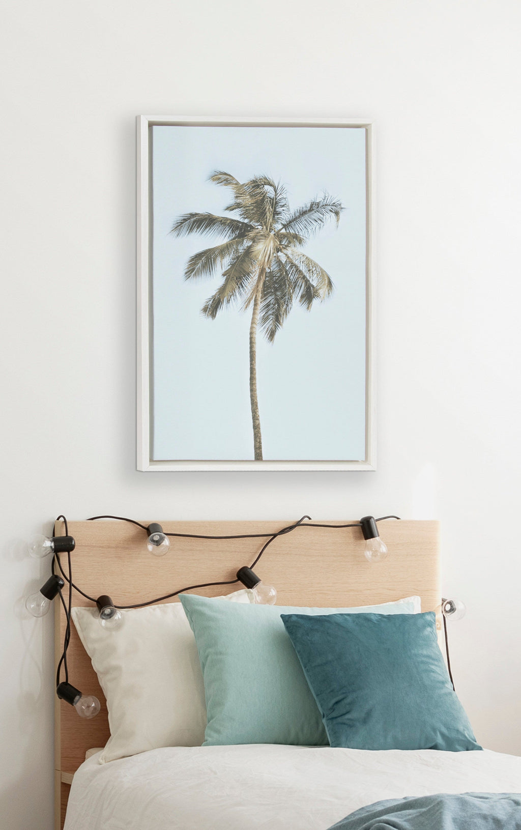 Sylvie One Coconut Palm Tree Framed Canvas by The Creative Bunch Studio