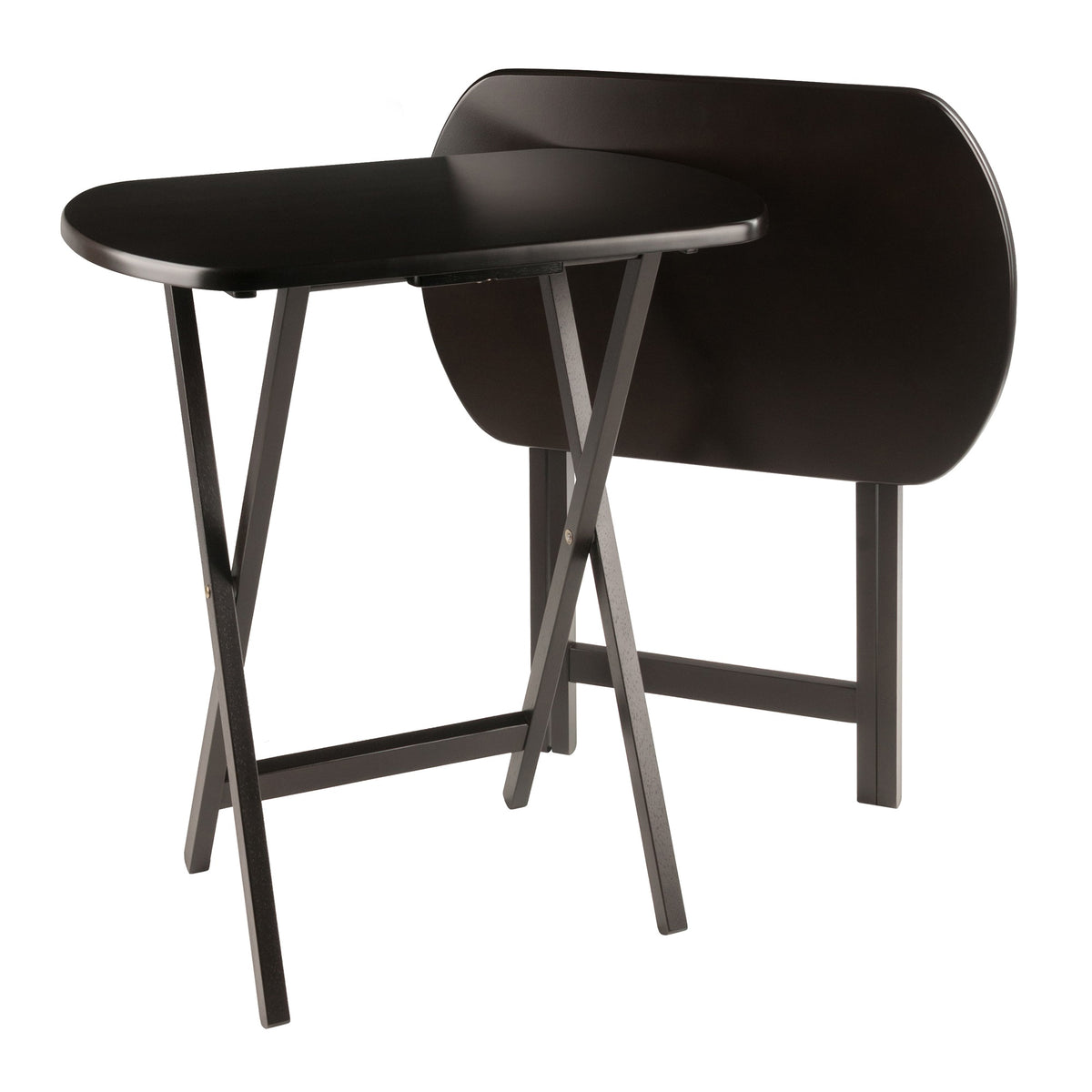 Ergode Wood Cade Oversized Snack Tables  Set Of 2 | Foldable Xframe Bases | Generously Proportioned | Rich Coffee Finish | Ful