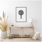 Sylvie Black and White Love Tree Linocut Framed Canvas by Giuliana Lazzerini