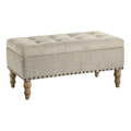 Storage Bench In Marble With Antique Bronze Nail Heads With Brushed Legs