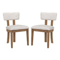 Hanson Dining Chair with Linen Fabric and Medium Oak Wood, 2-Pack