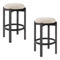 Melissa 26 Counter Stools 2-Pack With Cream Fabric Seat and Black Finish Wood