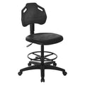 Black Skinned Urethane Drafting Chair With Adjustable Black Footrest And Casters