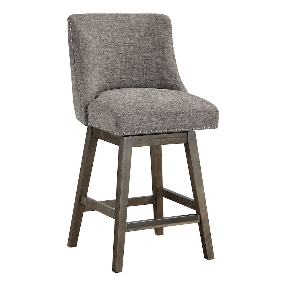 Granville 26 Swivel Counter Stool with Grey Legs in Charcoal Fabric