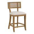 Alaina 26 Cane Back Counter Stool in Linen Fabric with Coastal Wash
