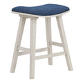 Coley 24 Saddle Stool 2-Pack with Navy Fabric Seat and White Wash Frame