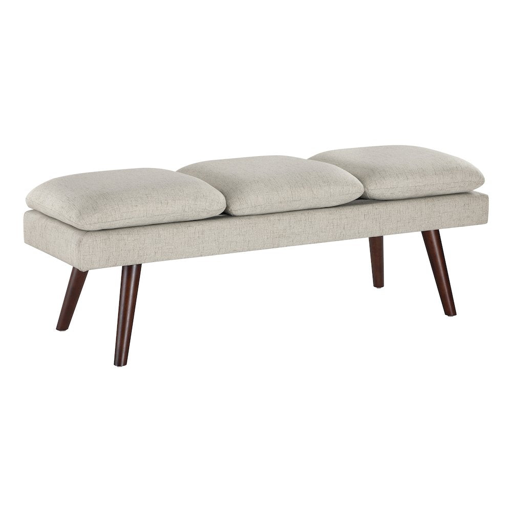 Amanda 54 Mid-Century Bench in Linen Fabric