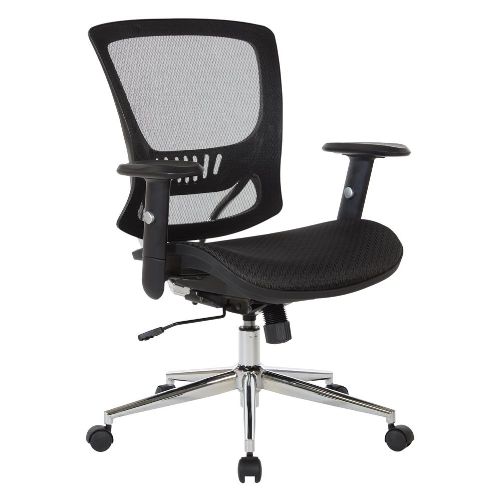 Mesh Screen Seat and Back Managers Chair with Height Adjustable Arms and Chrome Base, EM98910C-3