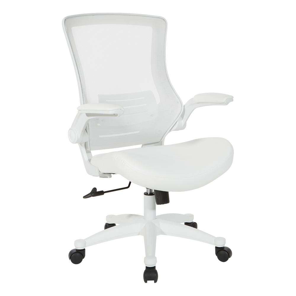 White Screen Back Managers Chair in White Faux Leather, EM60926WH-U11