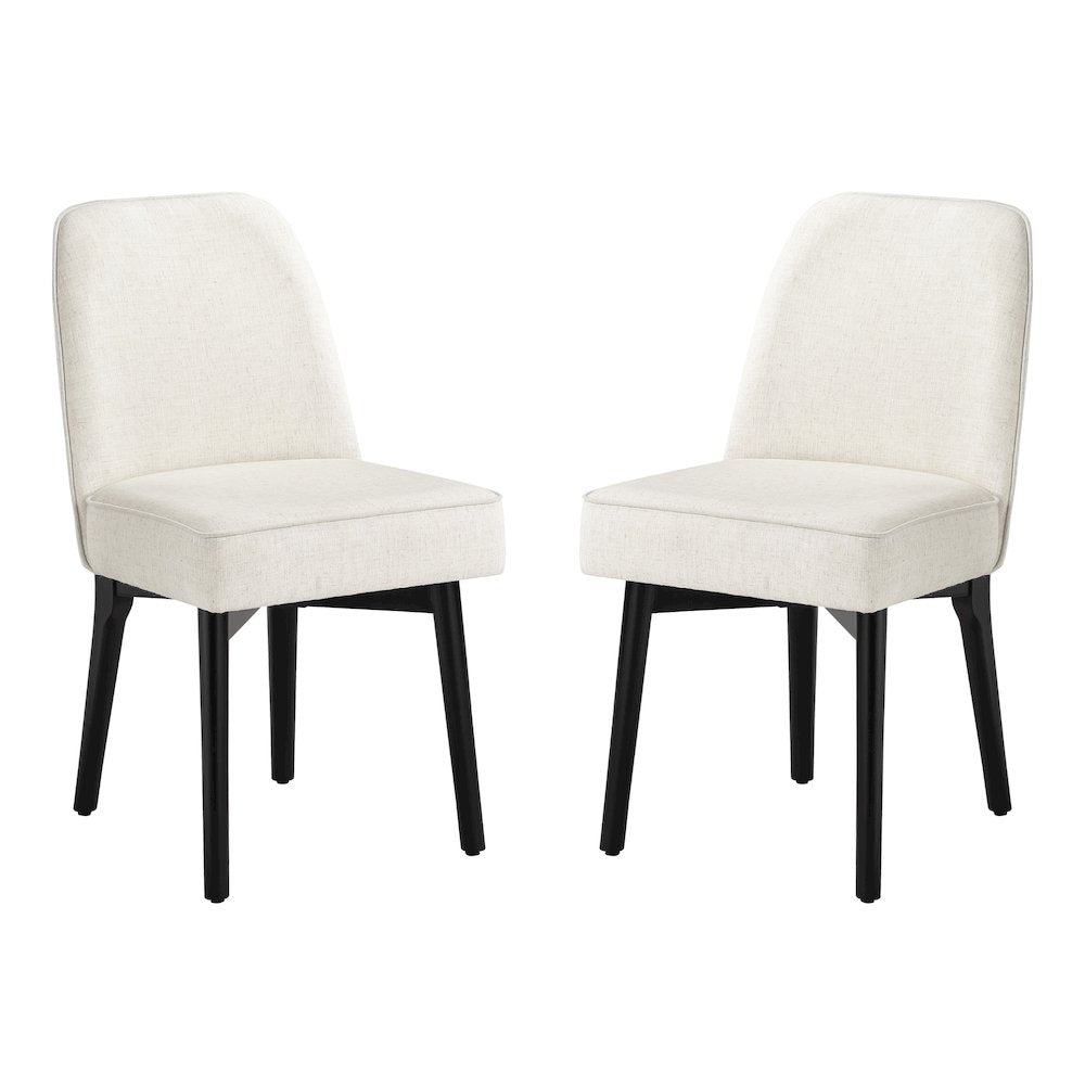 Jada Dining Chair 2-Pack in Linen Fabric with Black Finish Wood
