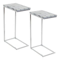 Solid Grey Marble Top C-Table with Chrome Metal Base 2-Pack