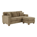Sectional in Taupe fabric with 2 Pillows and Medium Oak Finished Wood Legs
