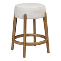 Wesley 26 Counter Stool in Linen Fabric with Medium Oak Finish Frame