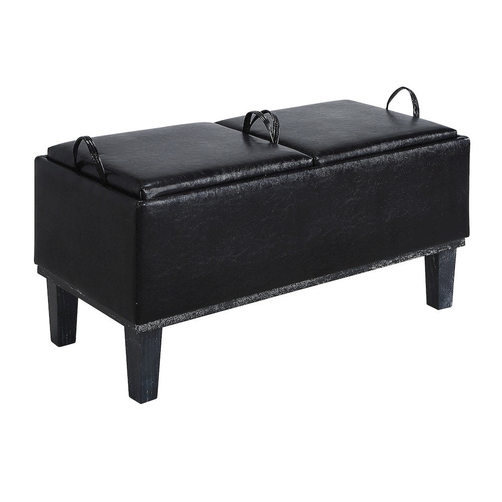 Designs4Comfort Brentwood Storage Ottoman with Reversible Trays, Black
