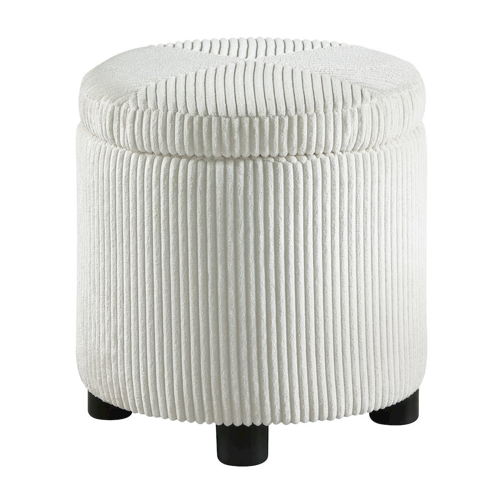 Designs4Comfort Round Corduroy Accent Storage Ottoman with Reversible Tray