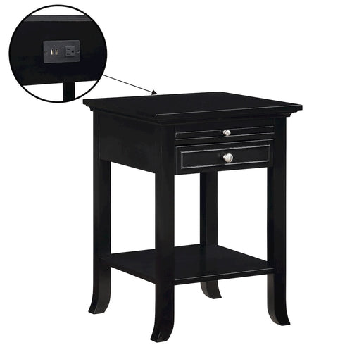 1 Drawer End Table with Charging Station and Pull-Out Shelf