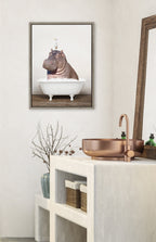 Sylvie Hippo and Bird in Rustic Bath Framed Canvas by Amy Peterson Art Studio