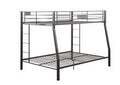 Black Metal Finish Twin Over Full Bunk With Side Ladders