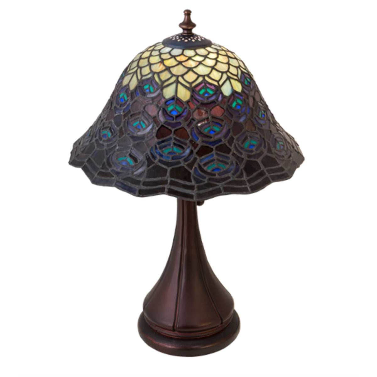 18 Inch H Tiffany Peacock Feather Accent Lamp