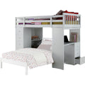 79 X 42 X 66 White Solid Wood Loft Bed And Bookshelf Ladder