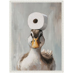 Sylvie Toilet Paper Roll on Ducks Head Bathroom Art Framed Canvas by The Creative Bunch Studio