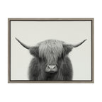 Sylvie Hey Dude Highland Cow Framed Linen Canvas by The Creative Bunch Studio