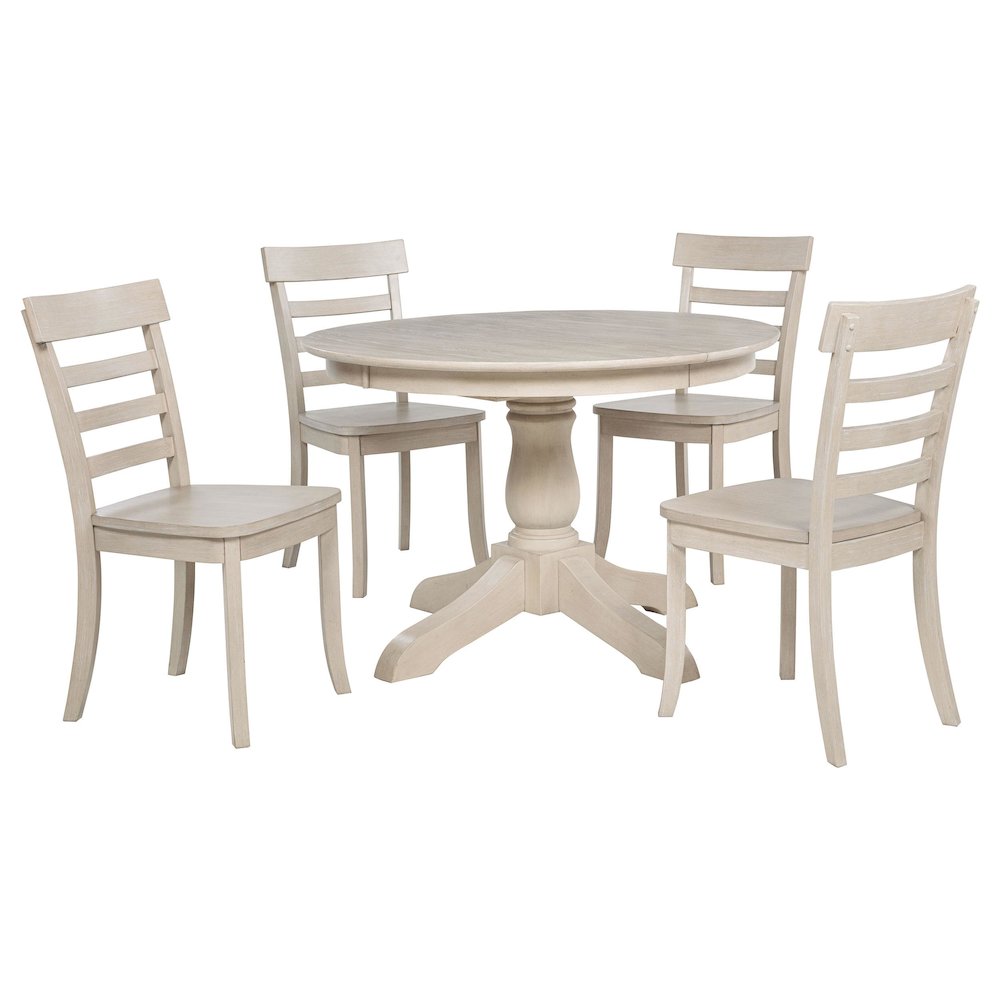 Orrison 5piece Oval 62inch Extension Leaf Dining Set Linen