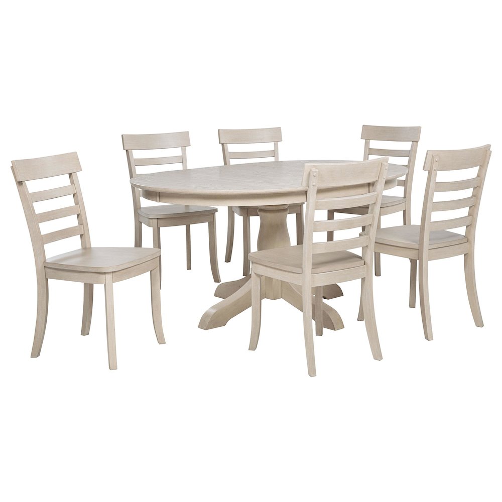 Orrison 7piece Oval 62inch Extension Leaf Dining Set Linen