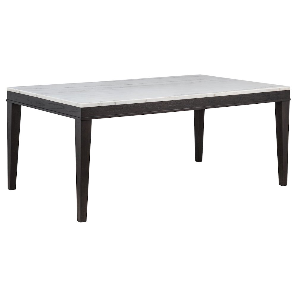 Averill 72inch Rectangular White Marble Top Dining Table Coffee Bean