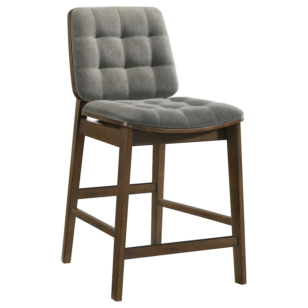 Redbridge Velvet Upholstered Counter Chair Grey and Walnut (Set of 2)