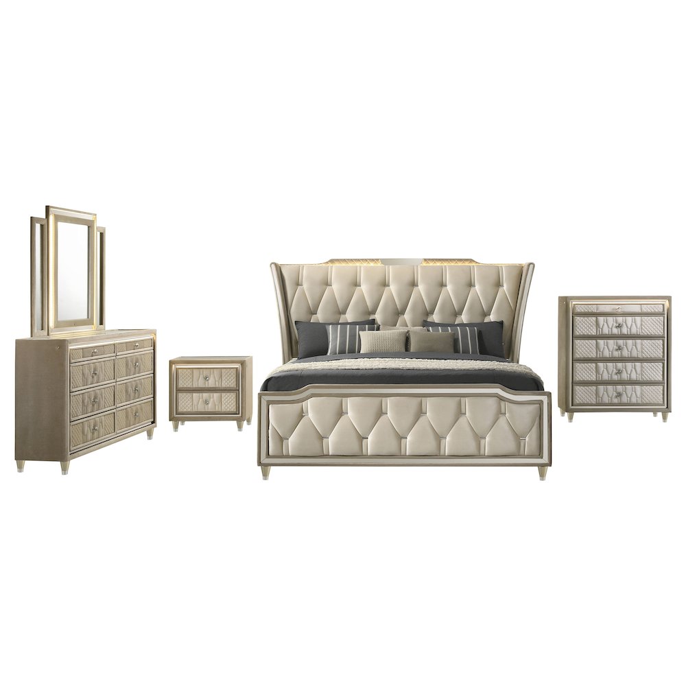 Lorient 5piece California King Bedroom Set Ivory and Camel