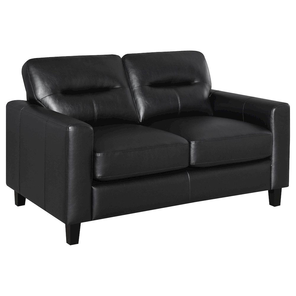 Scotland Faux Leather Upholstered Track Arm Loveseat Black