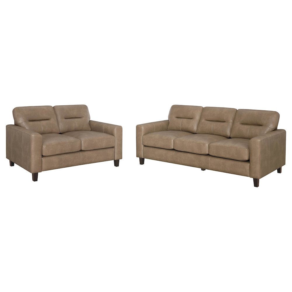 Scotland 2piece Faux Leather Upholstered Sofa Set Brown