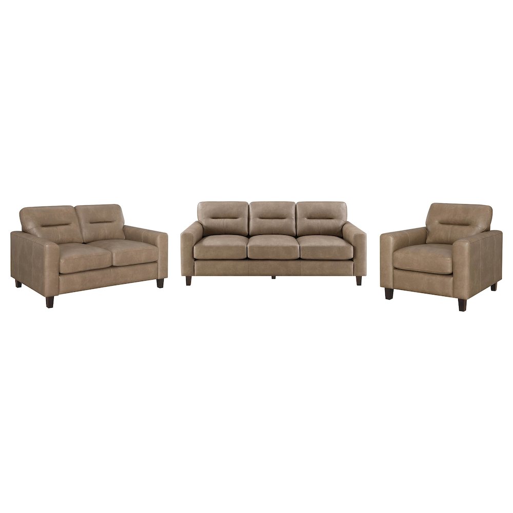 Scotland 3piece Faux Leather Upholstered Sofa Set Brown